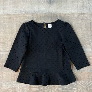 NWT Janie and Jack Black Polka Dot Blouse Size 8